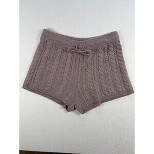 Sweaty Betty Shorts Womens 10 Lilac Purple Cable Knit Cashmere Wool Blend Soft